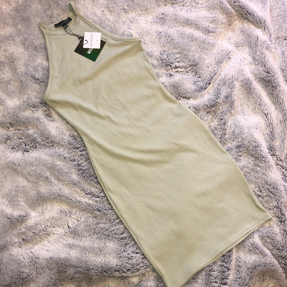 Carli Babel x MISSHUIDED green ribbed dress size 2